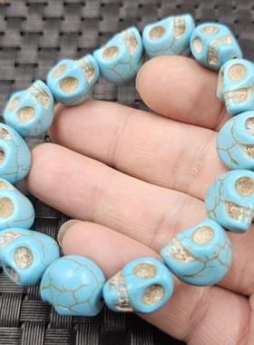 仿绿松石骷颅仿玉石手链