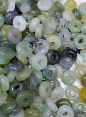 冰种岫玉平安扣玉石挂件青花