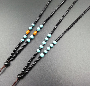 包邮仿曜石圆珠链子仿绿松石圆珠链子diy玉坠吊坠链子挂绳