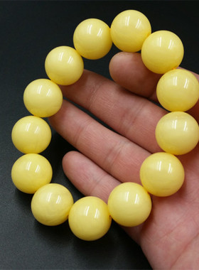 新款老蜜蜡手链18毫米浅黄色