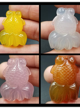 高档精美a货冰种金鱼天然玉石