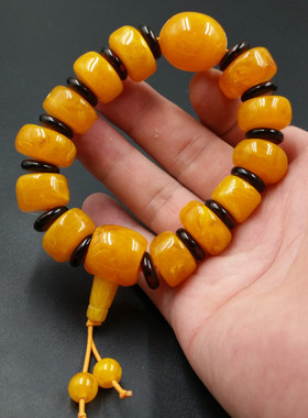 高档精美琥珀蜜蜡鸡油黄算盘珠