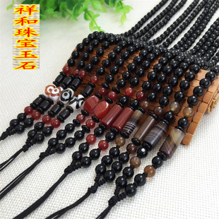 手工编织红玛瑙缠丝玛瑙玉珠项链绳玉珠链长款毛衣链吊坠玉石挂绳