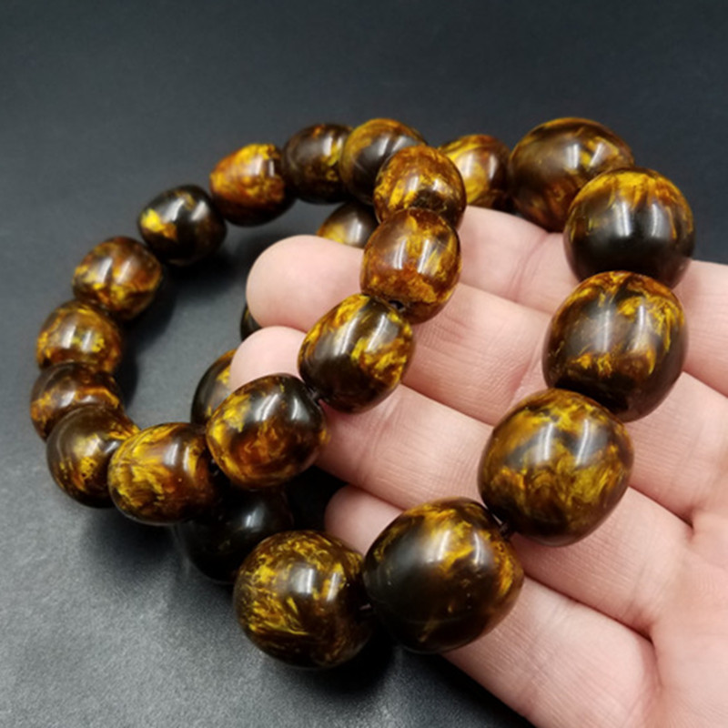 新款精美 仿金丝海柳鼓型手链 海柳蜜蜡路路通手链老蜜蜡手串