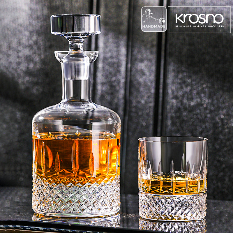 波兰进口Krosno手工刻花高端威士忌杯创意水晶玻璃酒樽瓶洋酒杯子