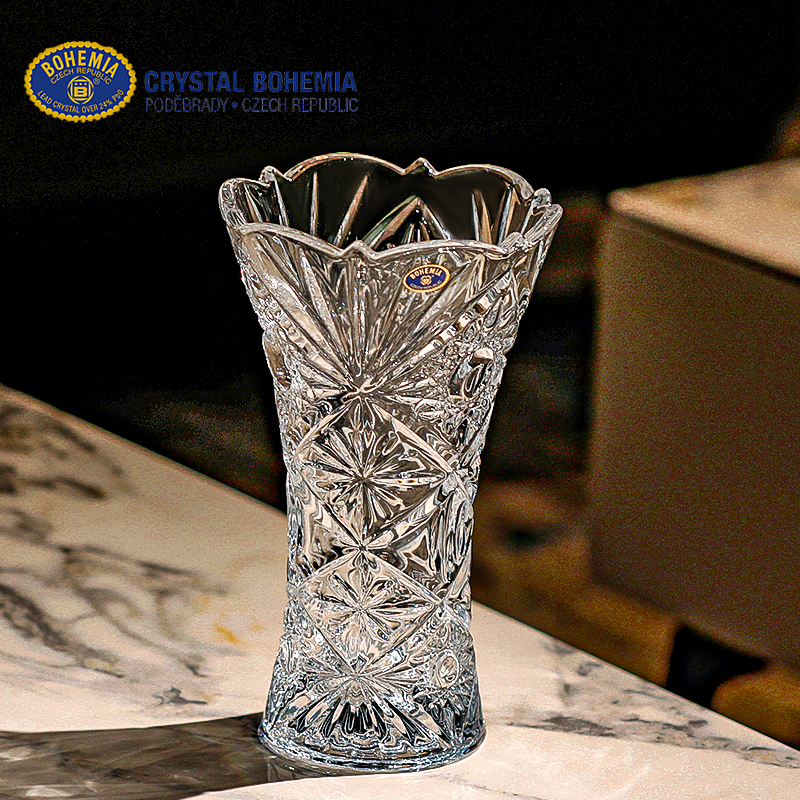 捷克BOHEMIA原装进口水晶玻璃花瓶欧式高档摆件透明高端居家