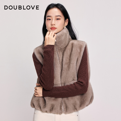 【生态皮草】仿水貂毛羽绒服马甲外套DOUBLOVE贝爱25冬季新款