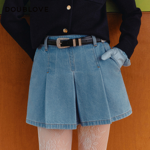 【miu系小A裙】牛仔短裤百褶裙裤DOUBLOVE贝爱2026春季新款
