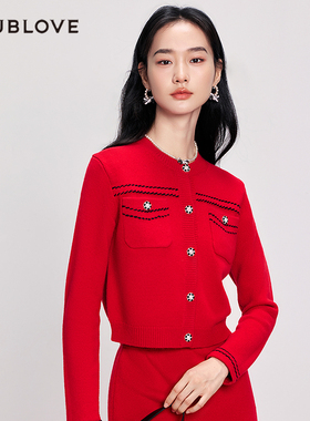 【舒软小香风套装】羊毛针织开衫复古毛衣DOUBLOVE贝爱25冬季新款