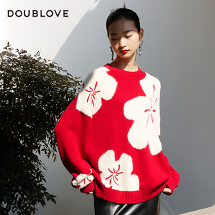 新款 氛围感羊毛套头毛衣圆领长袖 复古怀旧风DOUBLOVE贝爱2025冬季