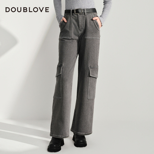 【温暖工装风】加绒牛仔裤休闲直筒裤DOUBLOVE贝爱冬新款