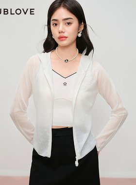 【舒软连帽衫】针织开衫遮阳外罩衫含ya麻DOUBLOVE贝爱25夏新款