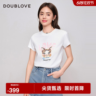 【萌宠小白T】简约猫咪刺绣T恤