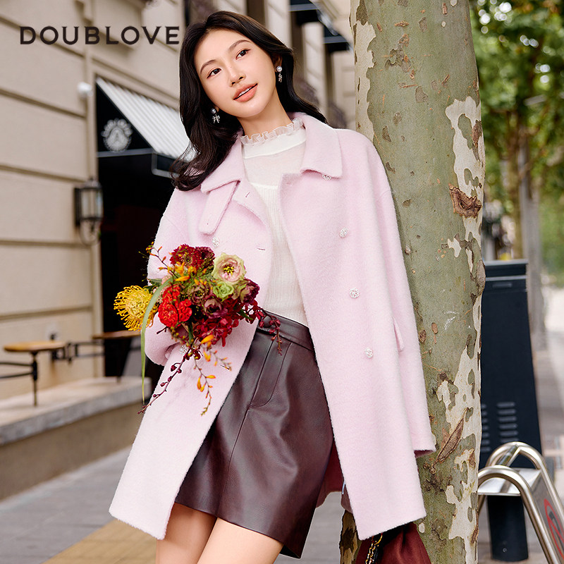 【轻暖双面呢】双排扣羊毛毛呢大衣外套含羊驼毛DOUBLOVE贝爱25冬,女装/女士精品,毛呢外套,淘宝优惠券,粉丝福利购,淘宝优惠卷
