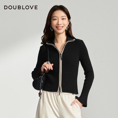 【简约老钱风】小立领针织开衫含羊毛DOUBLOVE贝爱 新款
