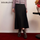 新款 不对称半身裙含羊毛长裙DOUBLOVE贝爱春季 设计感A型裙
