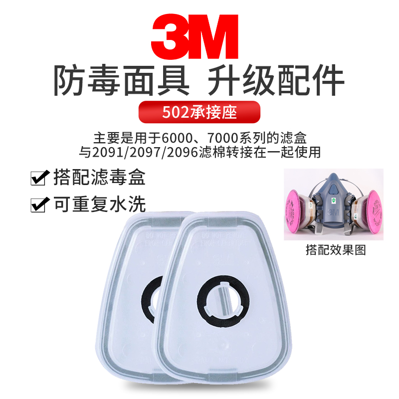 3M502滤棉滤盒转接防毒面具配件