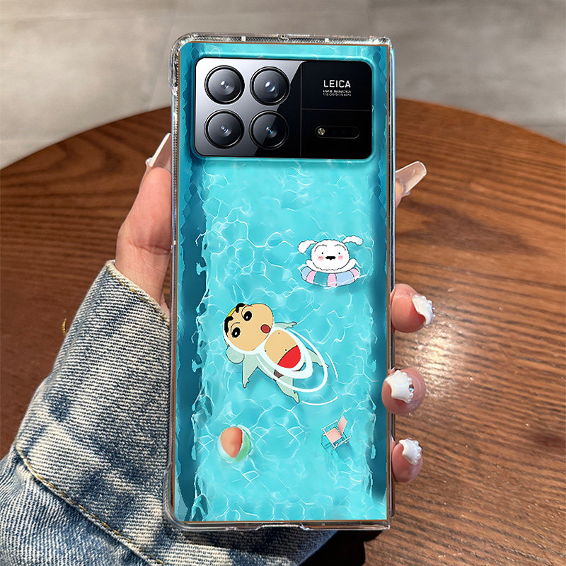 适用小米MIXFold3手机壳新款防摔全包搞怪卡通游泳小新高级感透明壳ixfold3折叠屏防摔保护套高档男款网红款