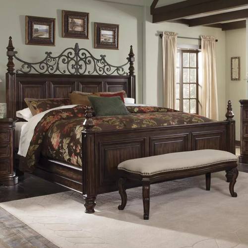 实木床双人床黑胡桃木美式