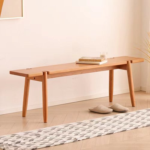 简约现代北欧长凳全实木樱桃木