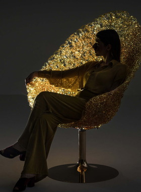 德加家具定制edra创意琉璃水晶橱窗椅旋转椅单人椅休闲椅靠背椅子