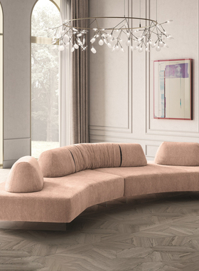 德加设计师现代轻奢Felis Gravity沙发别墅大平层客厅弧形布沙发