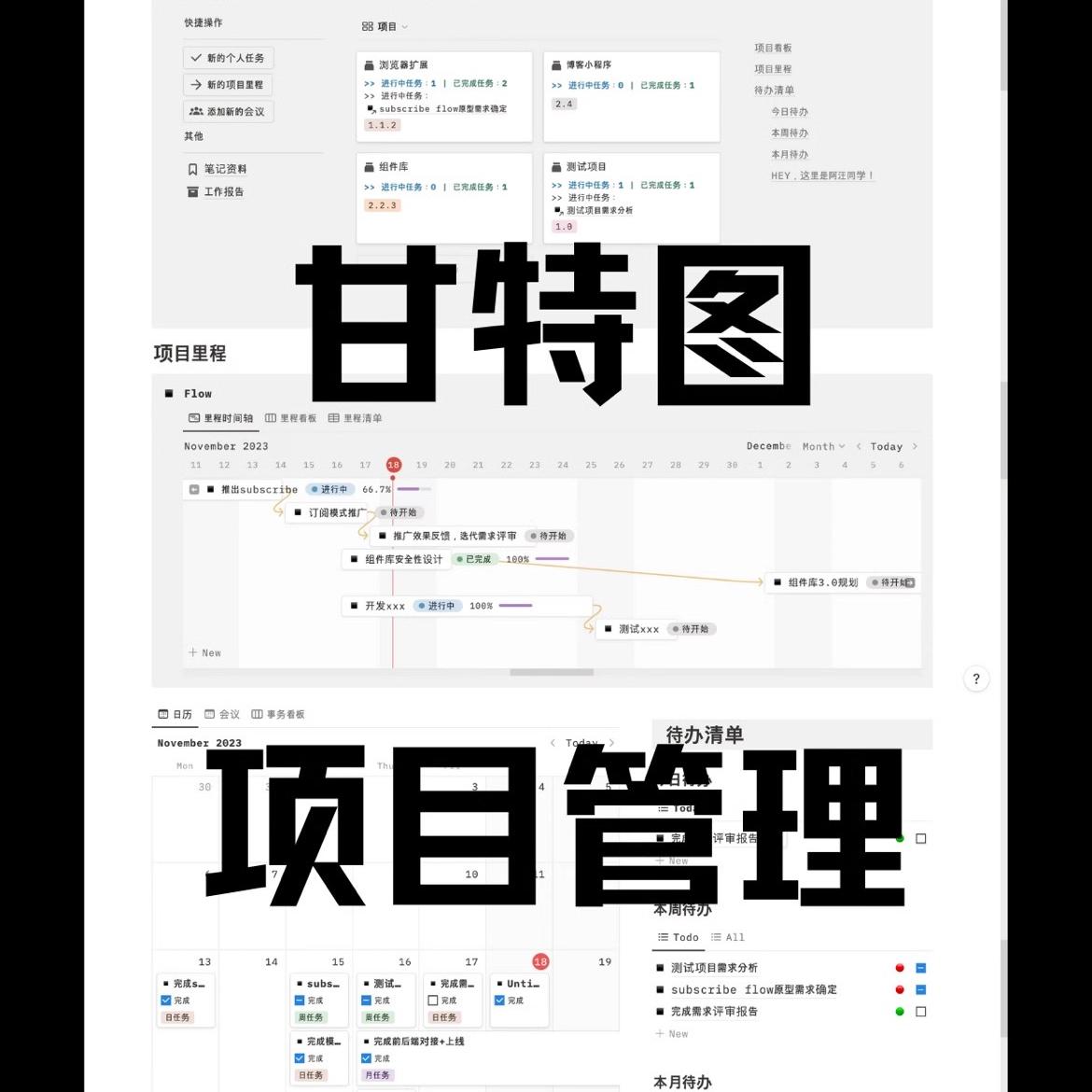 Notion模板｜工作项目管理·甘特图追踪·电脑使用佳