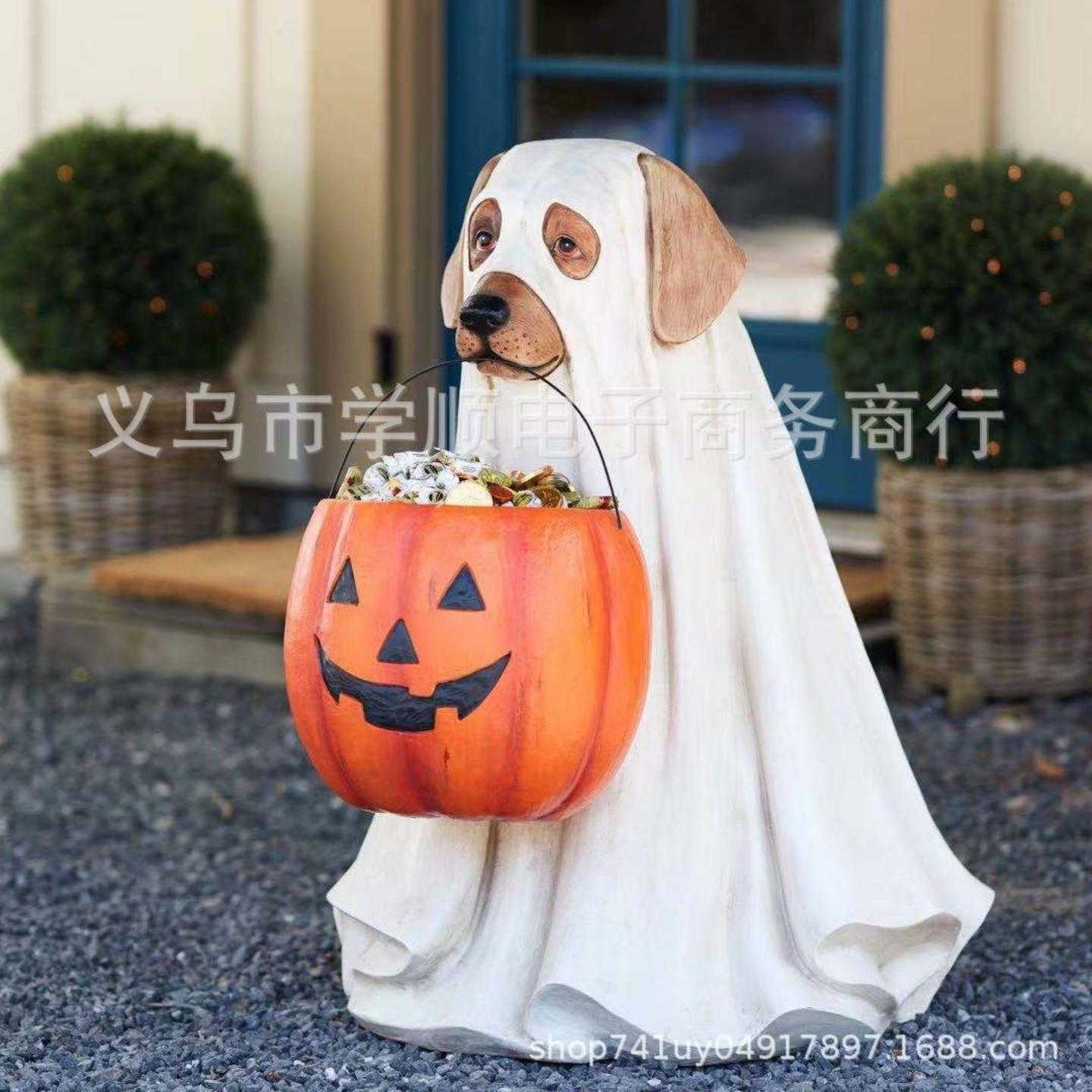 外贸狗狗精灵糖果碗圣诞摆件树脂