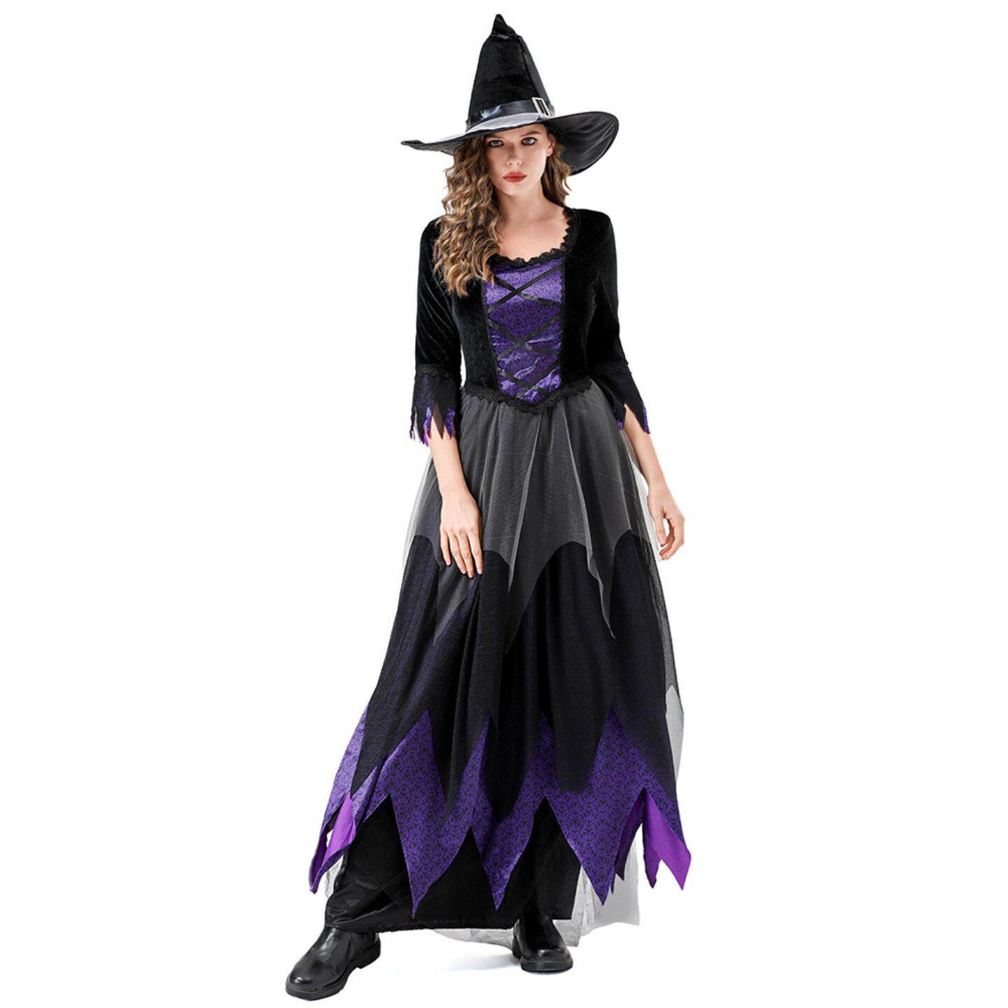 万圣节女巫cosplay黑紫魔法巫婆