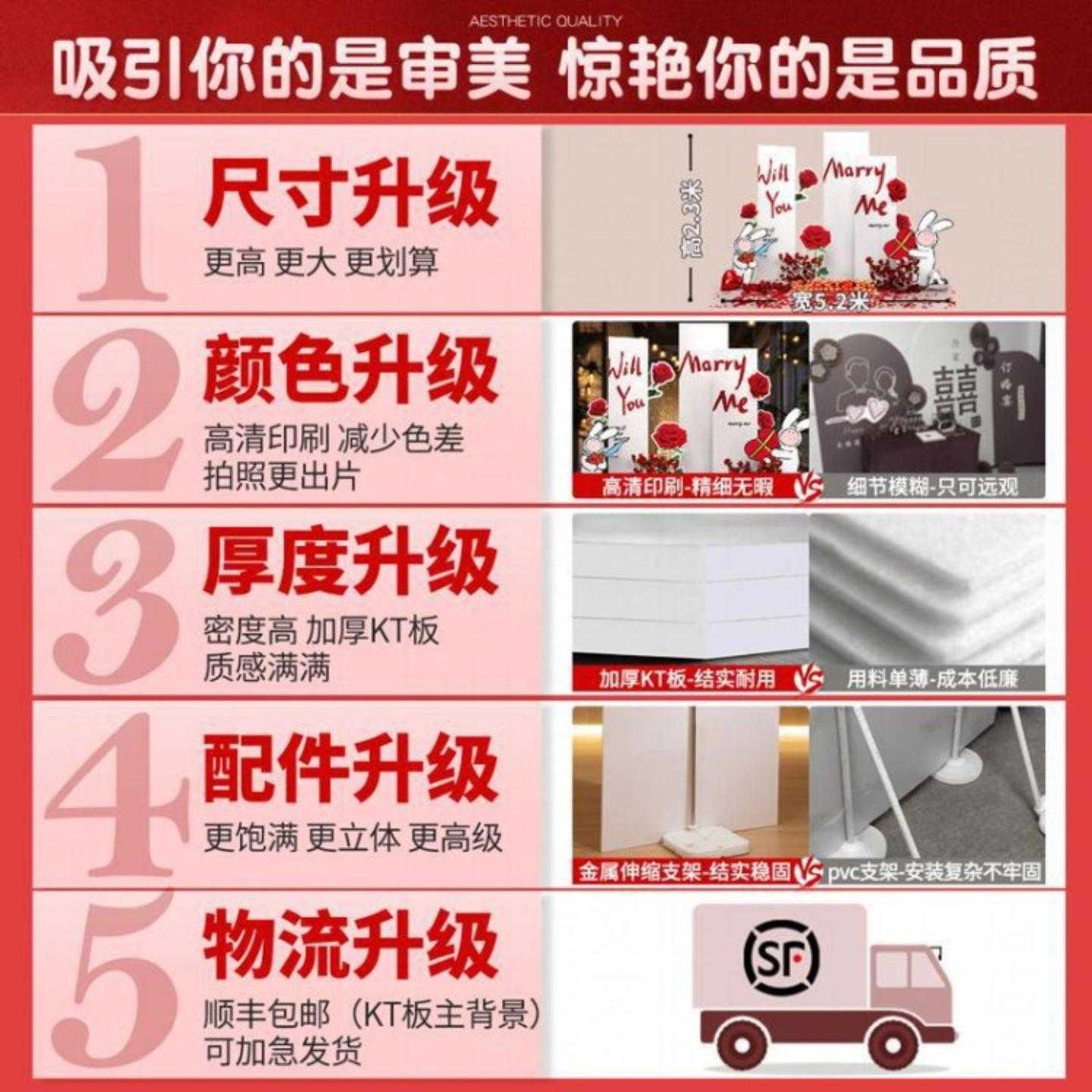 求婚告白场景室内外布置装饰气球KT板氛围感背景墙七夕情人节惊喜