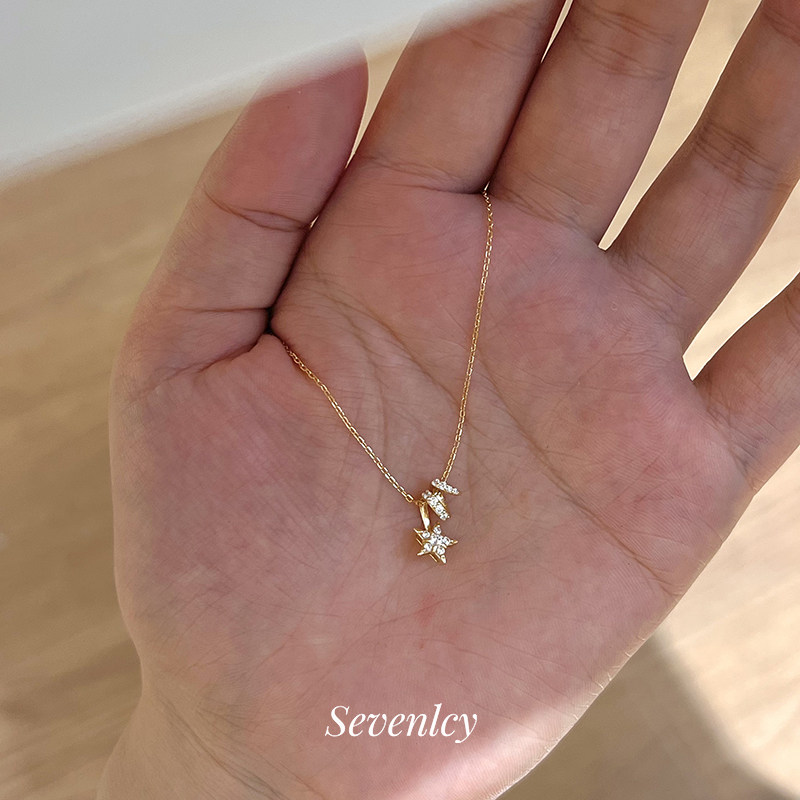 新品【小流星】精致小众925纯银复古闪亮星星项链锁骨链女