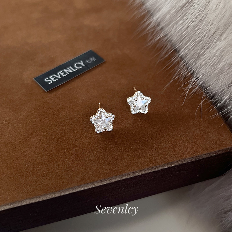 新品【星星钻】巨闪一颗星！925银锆石星星耳钉通勤百搭,饰品/流行首饰/时尚饰品新,耳钉,淘宝优惠券,粉丝福利购,淘宝优惠卷