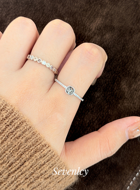 新品【深秋咖语】轻奢高级感~黑钻渐变泡泡戒指开口小众