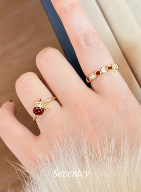 新品【小红花】复古显白~法式浪漫花朵戒指开口戒