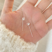 七与 999纯银耳线小众设计感适合方圆脸耳环精致通勤 几何方块