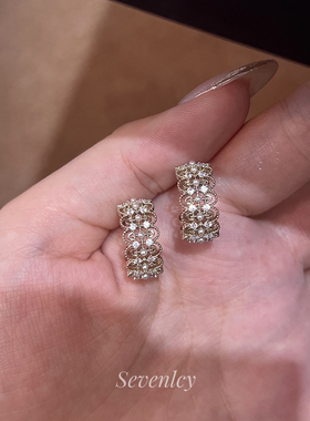 七与 新品【蕾丝剪影】精工高品~925银复古咖啡金耳钉耳环