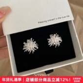 七与 银色烟花耳环超闪高级气质小众设计感小众花朵925银针耳钉