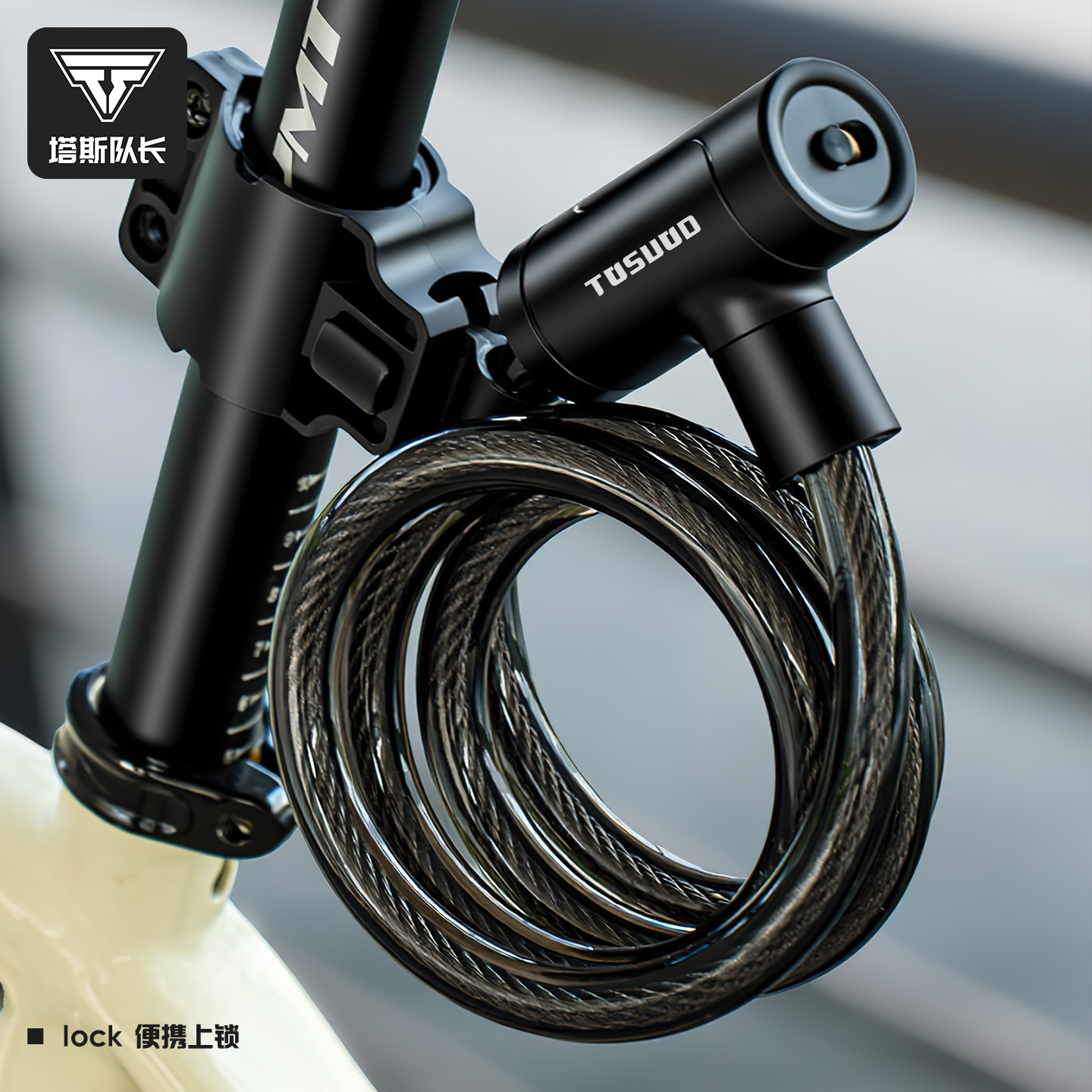 塔斯队长自行车防盗钢缆锁