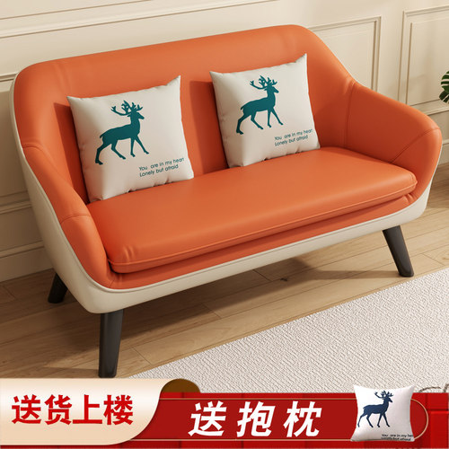 双人小沙发小户型客厅出租房皮实木休闲科技布公寓酒店北欧