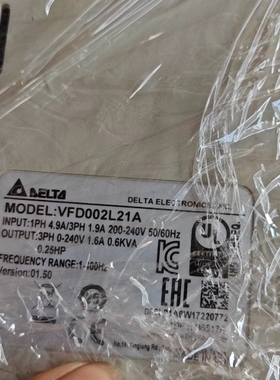 台达变频器VFD002L21A，0.25HP功率，输入电压2 议价