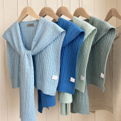 2025新款 纯色毛线针织披肩外搭女百搭春秋薄款 办公室保暖护颈坎肩