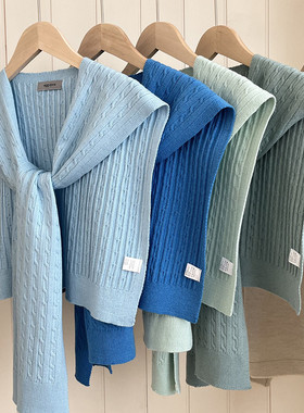 2026新款纯色毛线针织披肩外搭女百搭春秋薄款办公室保暖护颈坎肩