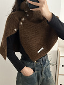 含羊毛披肩女冬2025新款 百搭高级感纽扣加厚保暖脖套护颈学生围脖