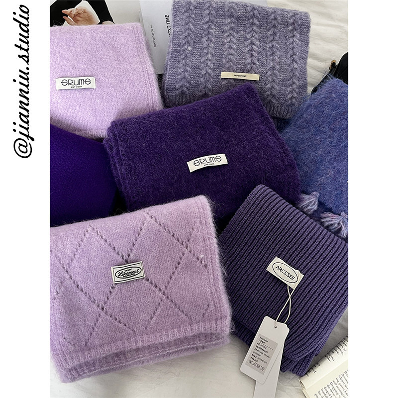 软糯紫色针织毛线围巾女2025冬季新款高级感百搭加厚保暖护颈围脖,服饰配件/皮带/帽子/围巾,围巾/丝巾/披肩,淘宝优惠券,粉丝福利购,淘宝优惠卷