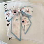 花朵小丝巾女长条复古法式 饰双面发带 绑包包多功能春秋丝带百搭装