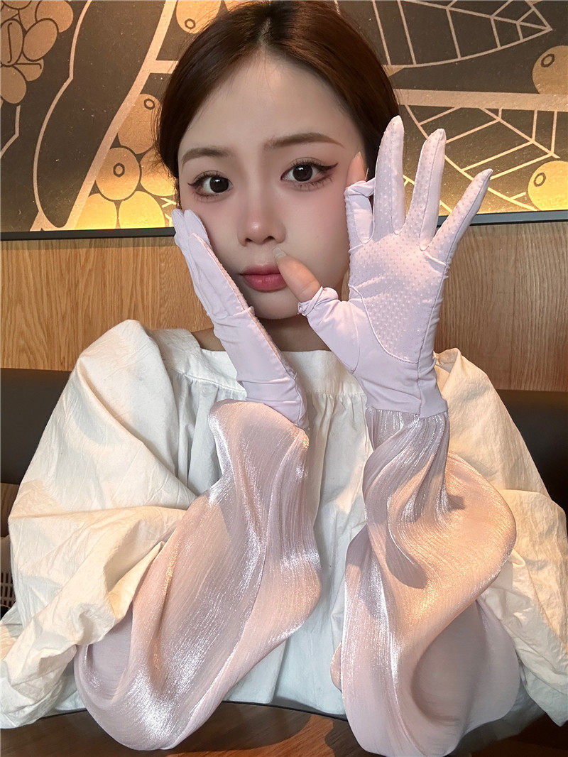 防晒露指可触屏手套蕾丝袖套女开车遮阳时尚新款冰袖宽松夏季手袖