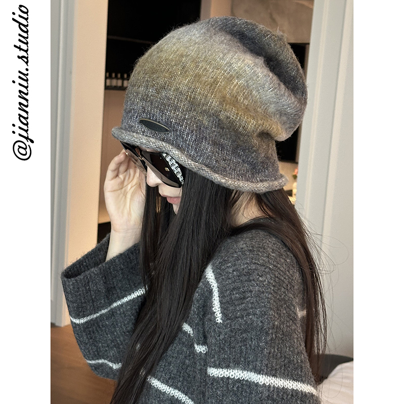 2025秋冬季新款保暖冷帽女韩版时尚百搭大头围显脸小护耳堆堆帽子