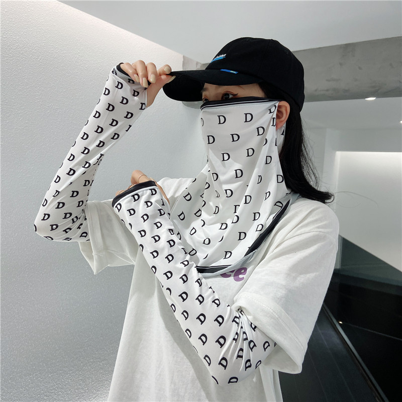 防晒面罩字母神器透气遮脸袖套