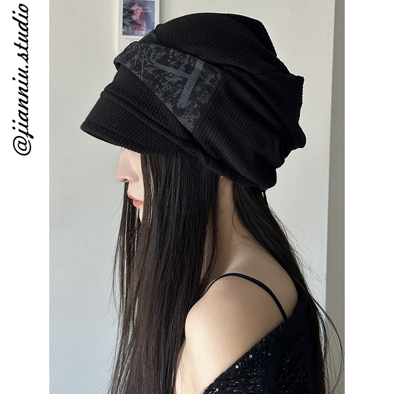 韩版小众短檐堆堆帽子女2025春秋新款时尚百搭包头帽显脸小套头帽
