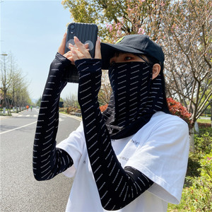 防晒手袖夏季护臂2026新款面纱ins百搭户外女面罩开车冰袖套女